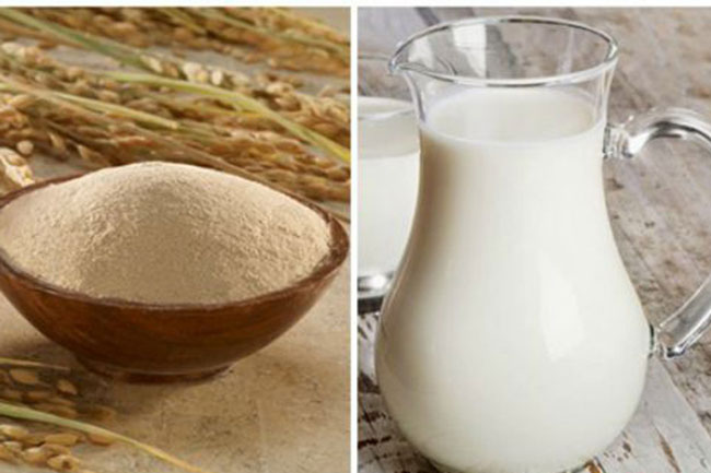 Dùng sữa tươi không đường với cám gạo